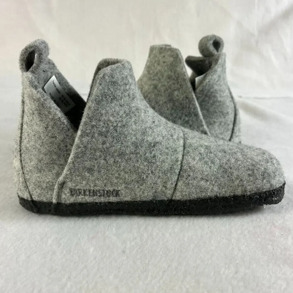 BIRKENSTOCK Shoes Slippers Kids 11 Andermatt Shearling Light Grey Wool Felt